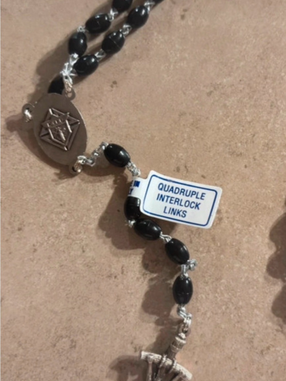 Black Rosary Necklace with Crucifix - Picture 2 of 3